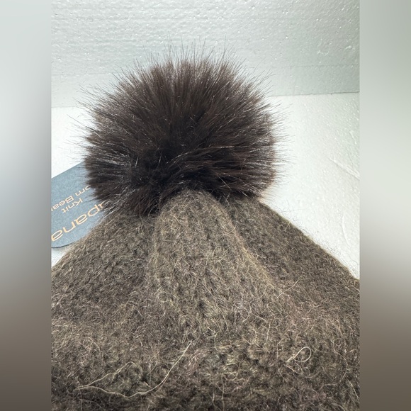 Brown Knit Beanie with Pom Pom Apana fits most Warm Comfy mixed wool main image 11